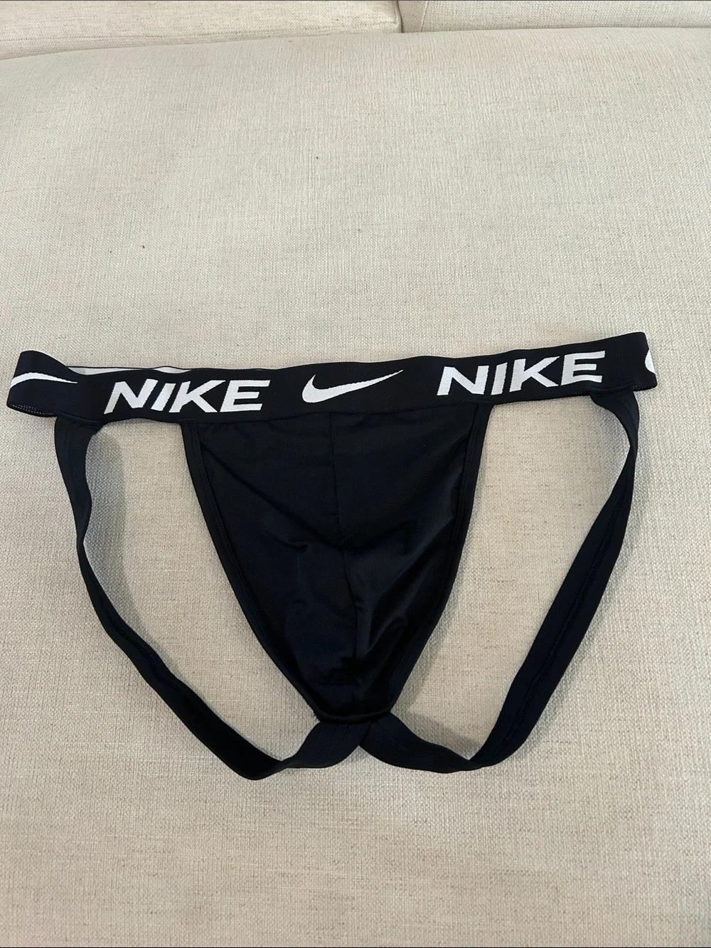 Nike Men's Dri-FIT  Cotton Stretch Jock Strap Underwear Thong, Black, Size 2XL